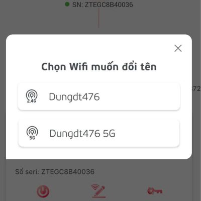 Chọn wifi muốn đổi tên viettel